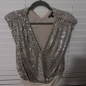Express Silver Sequin Bodysuit